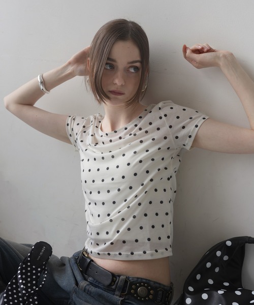Mili affinity tシャツ ドット柄シアー半袖Tシャツ レディース