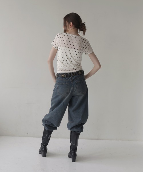 Mili affinity tシャツ 半袖 ドット柄シアー半袖Tシャツ レディース