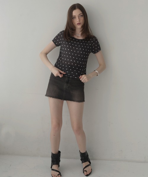 Mili affinity tシャツ ドット柄シアー半袖Tシャツ レディース