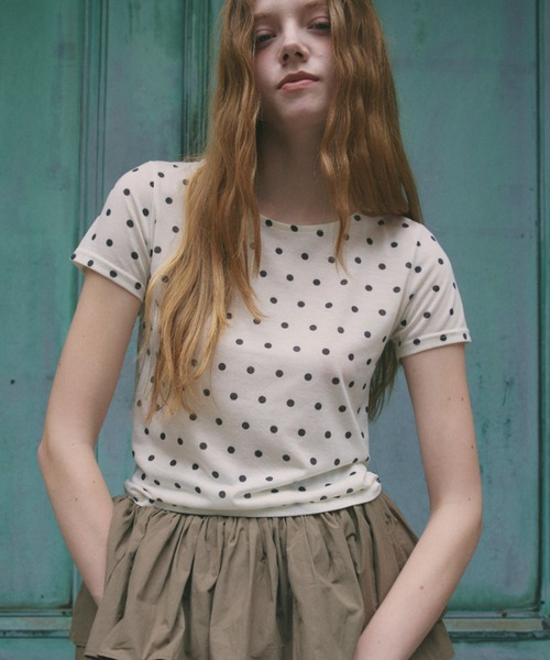 Mili affinity tシャツ ドット柄シアー半袖Tシャツ レディース