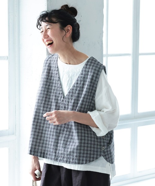 soulberry（ソウルベリー） ベスト ジレ 夏仕立てのチェックなベスト