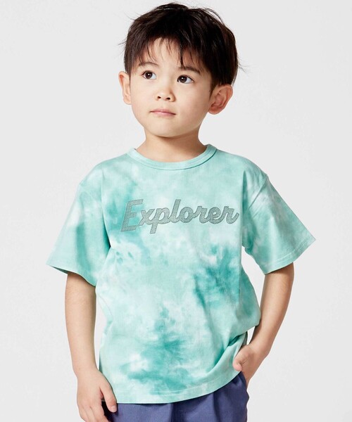 BeBe（ベベ） tシャツ Explorerメッシュロゴタイダイ染め天竺半袖T