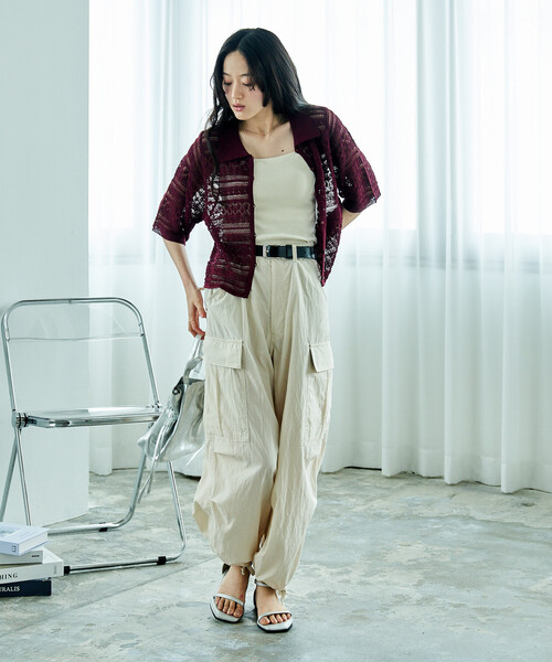 たまごさま専用です BARRIE 半袖カシミア100%カーディガン S FREAK'S STORE（フリークスストア） カーディガン 夏 半袖 ルーズ編み