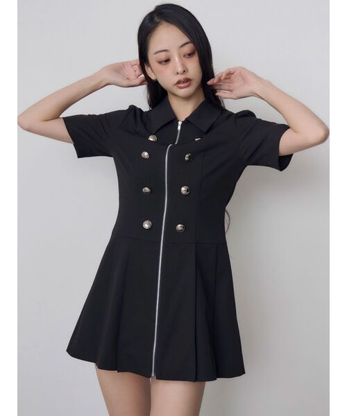 MURUA（ムルーア） ワンピース 夏 半袖 ナポレオンライクミニ