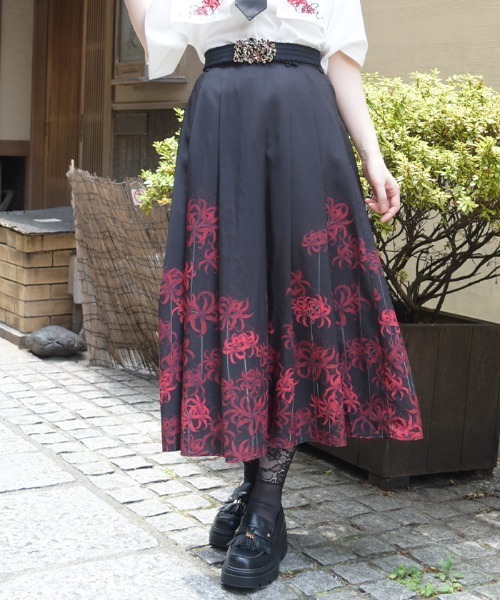axes femme（アクシーズ ファム） スカート 彼岸花柄SK : ZOZOTOWN
