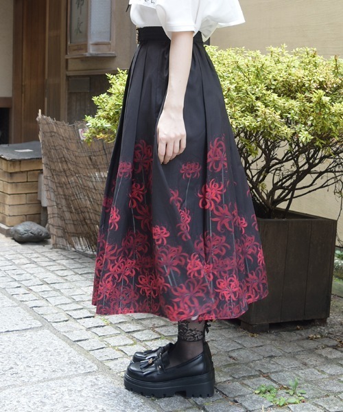 axes femme（アクシーズ ファム） スカート 彼岸花柄SK : ZOZOTOWN