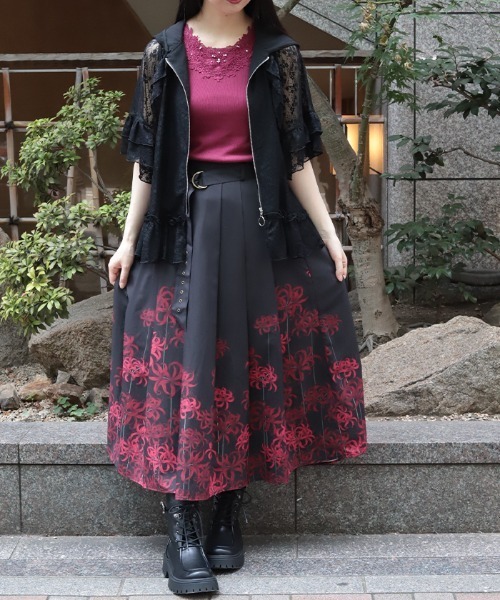 axes femme（アクシーズ ファム） スカート 彼岸花柄SK : ZOZOTOWN