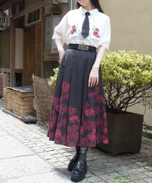 岸本ページ VIVENNE TAM スカート スカート 花柄刺繍 短冊 axes femme（アクシーズ ファム） スカート 彼岸花柄SK : ZOZOTOWN