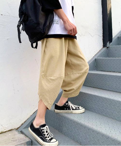 芽風　センソユニコ　サルエルパンツ　リネン　日本製　ストライプ　38サイズ NEOS（KOKUYO） パンツ 「neos -addictive design-」バルーン