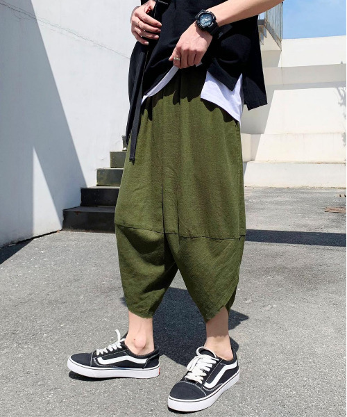 AFアーテファクト/ リネン バルーンシルエットサルエルパンツ / 黒 AFアーテファクト リネン バルーンシルエットサルエルパンツ 黒
