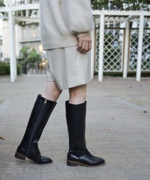 ウッドヒールロングブーツ SESTO ブーツ ウッドヒールのジョッパーズロングブーツ