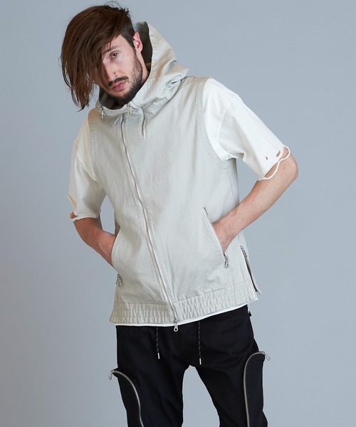 NO ID.（ノーアイディー） ベスト ジレ 「NO ID.」Sleeveless Hooded