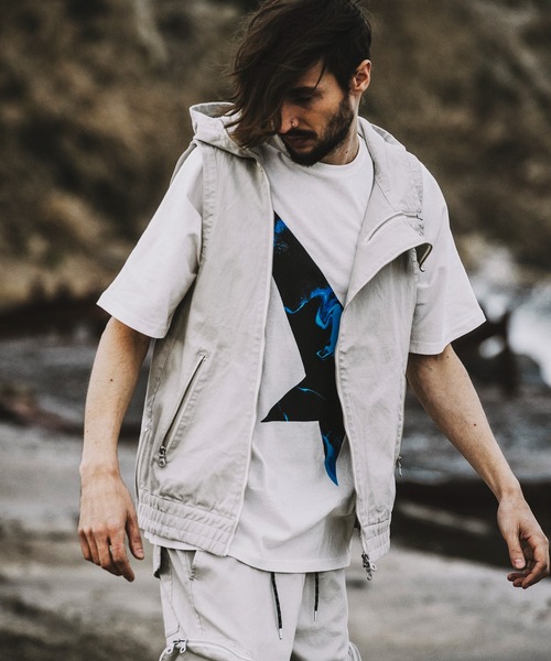 NO ID.（ノーアイディー） ベスト ジレ 「NO ID.」Sleeveless Hooded 