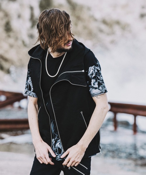 NO ID.（ノーアイディー） ベスト ジレ 「NO ID.」Sleeveless Hooded 