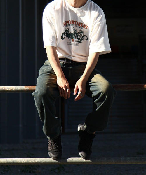メンズ アメリカンレトロ Tシャツ ストリート 韓国 vi-1045 ZIP FIVE tシャツ 「ZIP FIVE」90's USAレトロ アメリカン
