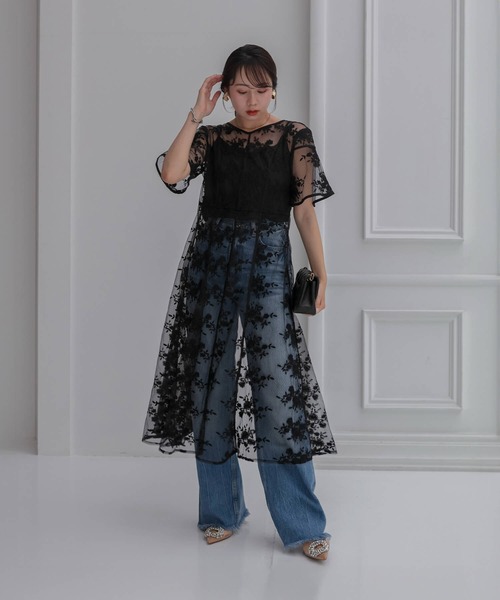セットアップ ドレス 上下セット 花柄 ツーピース 結婚式 Leja ドレス 「LEJA」花柄後ろリボン半袖キャミワンピース
