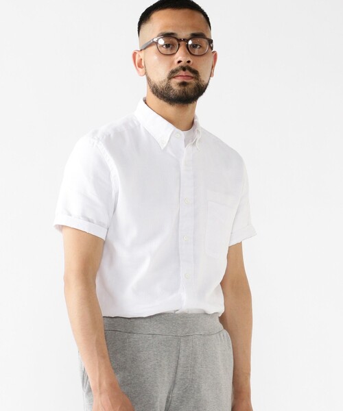 BEAMS+（ビームスプラス） シャツ B.D. Short Sleeve COOLMAX(R) Linen