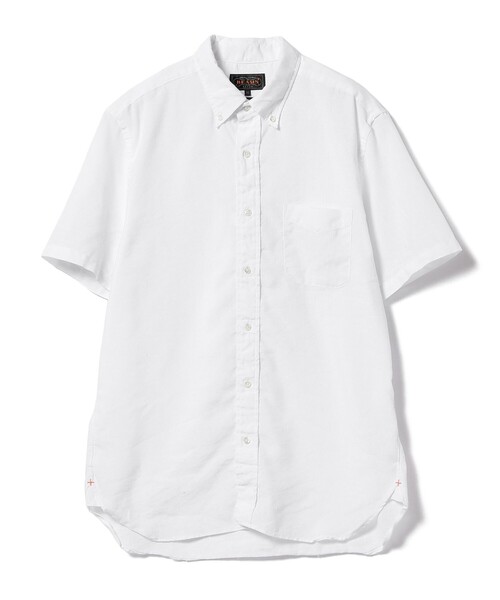 BEAMS+ シャツ リネン COOLMAX (R) ボタンダウン S/S メンズ