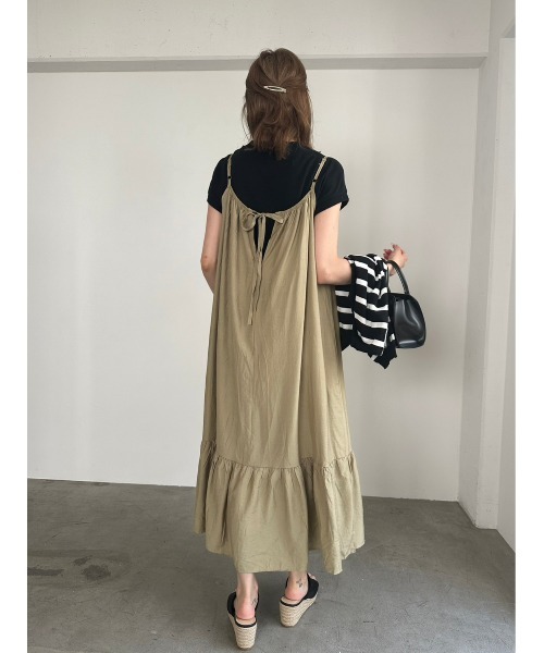 新品atlo バックリボン　ギャザースリーブ　ワンピース バックリボンギャザースリーブワンピース