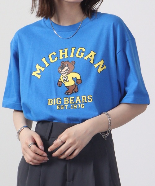 MODISH GAZE tシャツ MICHIGANクマプリントTシャツ 半袖 メンズ