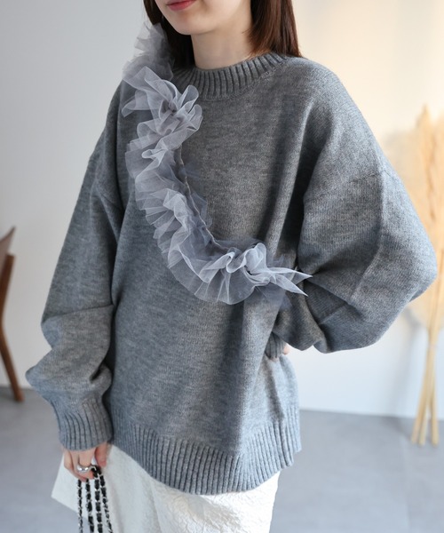 「SET ITEM」チュールセットアルパカタッチニットトップス「マルチway」 レディース sakishimatokyo（サキシマトーキョー）の「【SET ITEM】チュール