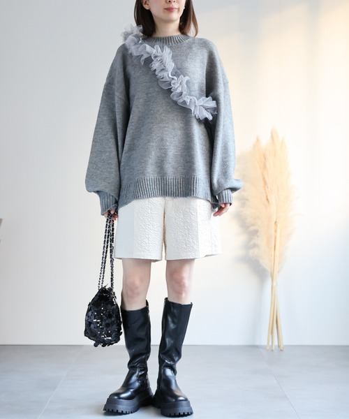 「SET ITEM」チュールセットアルパカタッチニットトップス「マルチway」 レディース sakishimatokyo 「SET ITEM」チュールセットアルパカタッチ