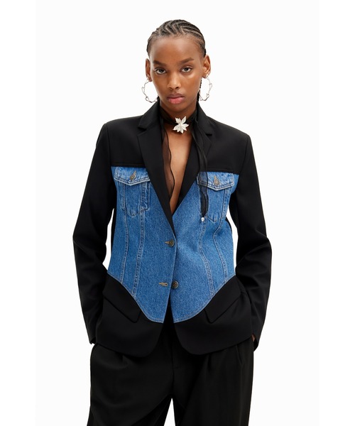 Desigual ハイブリッドテーラードジャケット Desigual ジャケット テーラードジャケット ハイブリッド
