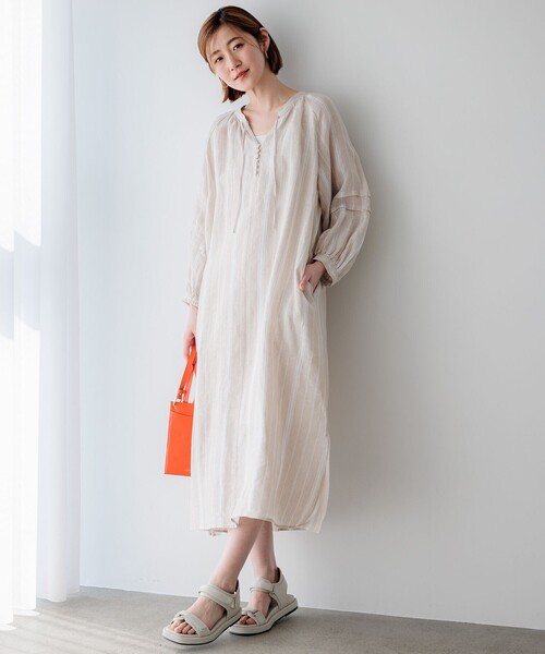 カ*ナ様 大きい超美品★２３区 ★洗えるLIBECOカフタンワンピース 44 カ 23区（ニジュウサンク） ワンピース 「洗える」LIBECO カフタン