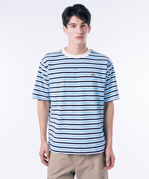 値引 LACOSTE tシャツ オーバーサイズ ハイゲージパイル地ボーダー ウェア