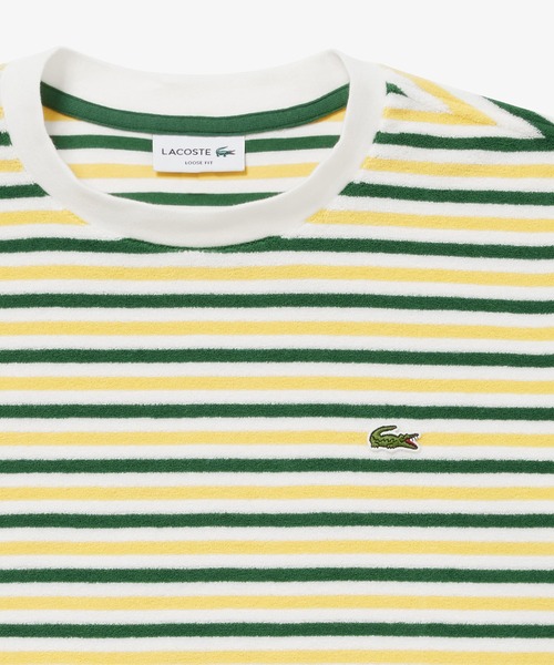 LACOSTE tシャツ オーバーサイズ ハイゲージパイル地ボーダー