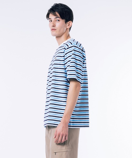 LACOSTE ボーダーポロシャツ XL 水色　オーバーサイズ ラコステ LACOSTE ポロシャツ ボーダー 水色 ピンク XLサイズ