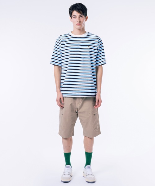 LACOSTE tシャツ オーバーサイズ ハイゲージパイル地ボーダー