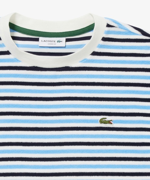 LACOSTE tシャツ オーバーサイズ ハイゲージパイル地ボーダー