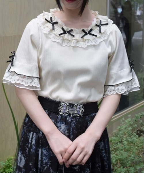 axes femme（アクシーズ ファム） tシャツ 半袖 リボン×レース×フリル