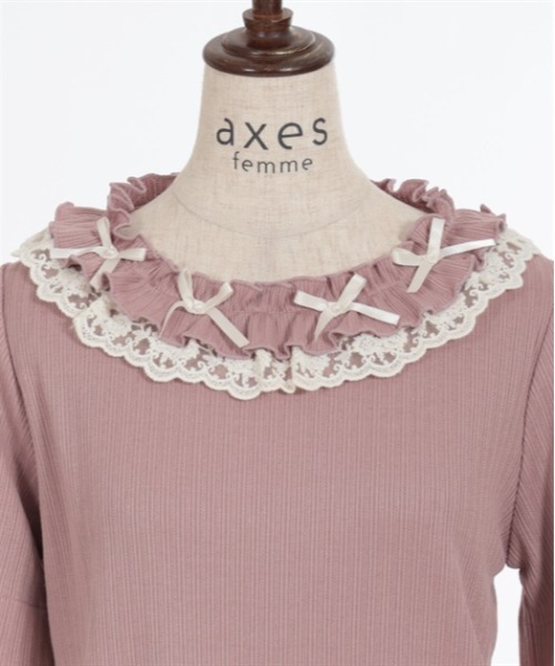 axes femme（アクシーズ ファム） tシャツ 半袖 リボン×レース×フリル