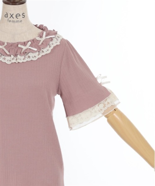 axes femme（アクシーズ ファム） tシャツ 半袖 リボン×レース×フリル