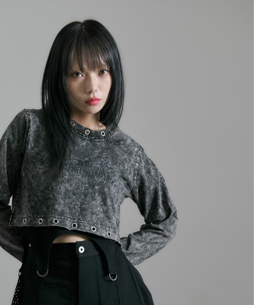 REFLEM tシャツ 「REFLEM/レフレム」ハトメ付きクロップドL/S