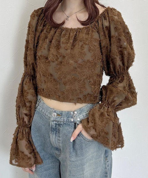 Heather（ヘザー） ブラウス シャツ 2WAYジャガードブラウス 143064