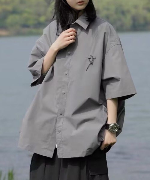 【美品/人気商品】CASTELBAJAC×BETTYPOP　半袖ローネックシャツ B.C STOCK ブラウス シャツ 「追加5」手洗い可 / セルロース