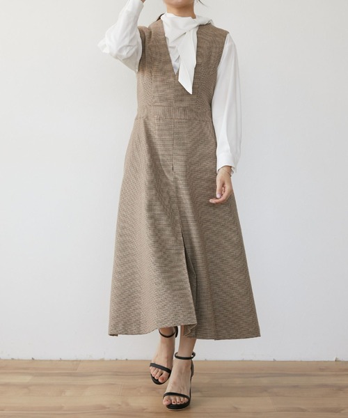 Sirin ワンピース ジャンパースカート 「セット対応」Vネックタック 