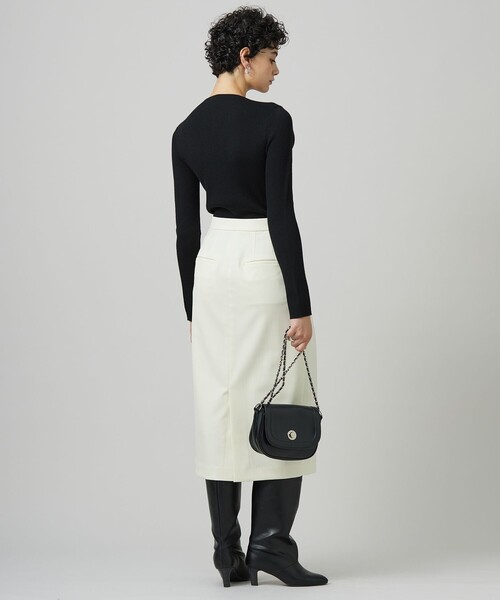 737新品ICアイシービー 定番ラップ風スカート黒5号￥18700日本製 ICB（アイシービー） スカート 「洗える」T/Wベネシャンストレッチ