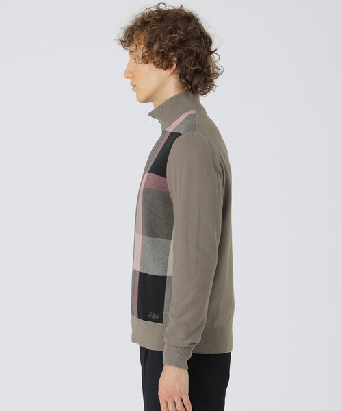 BLACK LABEL CRESTBRIDGE カーディガン パネルチェックジップ
