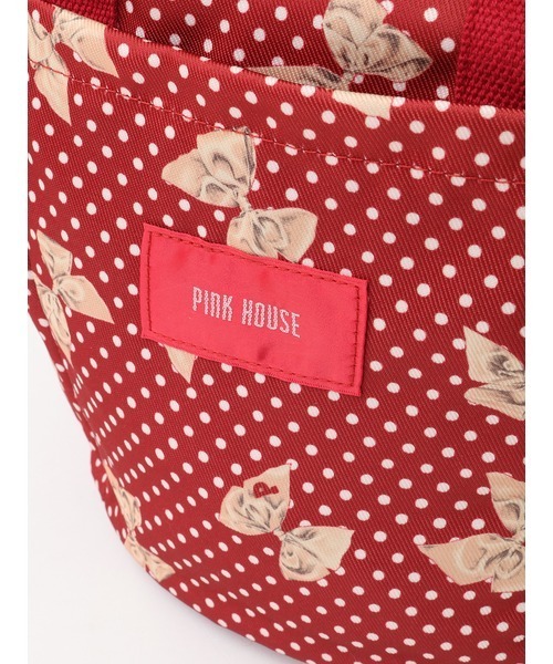PINK HOUSE トートバッグ バッグ 水玉りぼんプリントバッグ