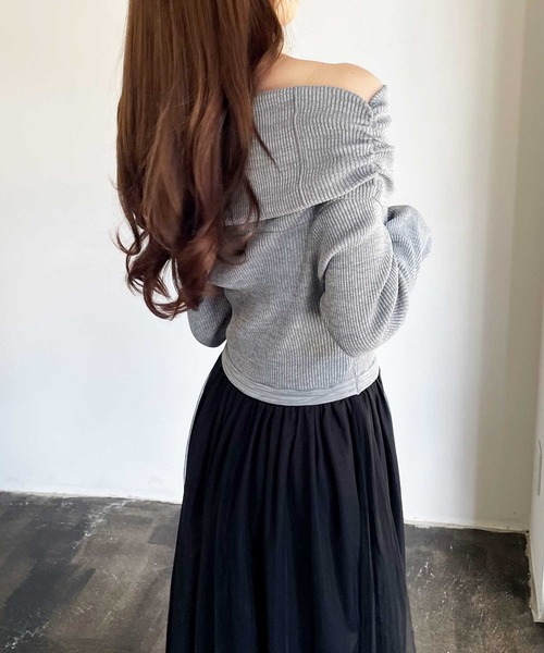 YOUING.（ユイン） ワンピース オフショルチュールドッキング