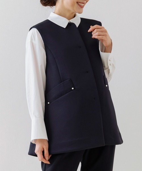 ベスト ジレ 「SONO/ソーノ」「SONO NAVY/ソーノネイビー」マシュマロチュニックジレ レディース