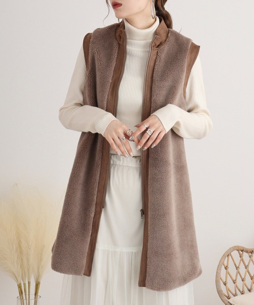 ベスト ジレ A.N.L ボア×ダンボールスエードジレ レディース