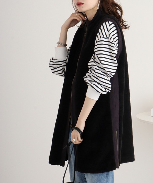 ベスト ジレ A.N.L ボア×ダンボールスエードジレ レディース ベスト ジレ A.N.L ボア×ダンボールスエードジレ レディース