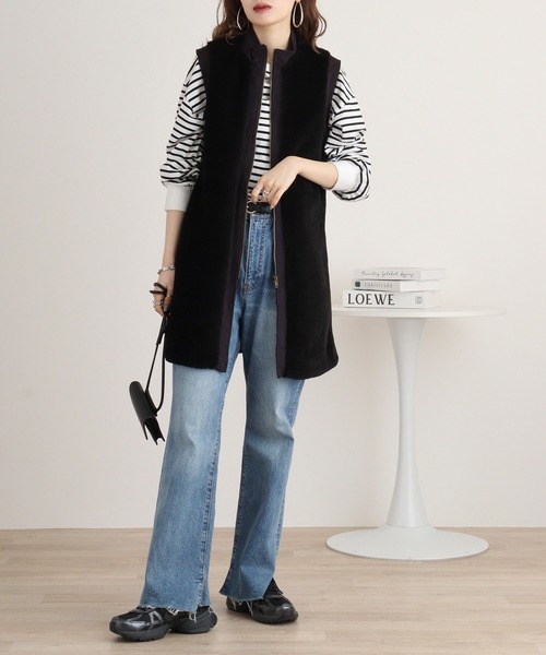 ベスト ジレ A.N.L ボア×ダンボールスエードジレ レディース ベスト ジレ A.N.L ボア×ダンボールスエードジレ レディース