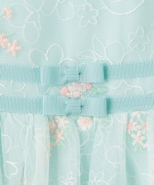 mezzo piano ワンピース 花刺繍チュールレース ワンピース キッズ 子供