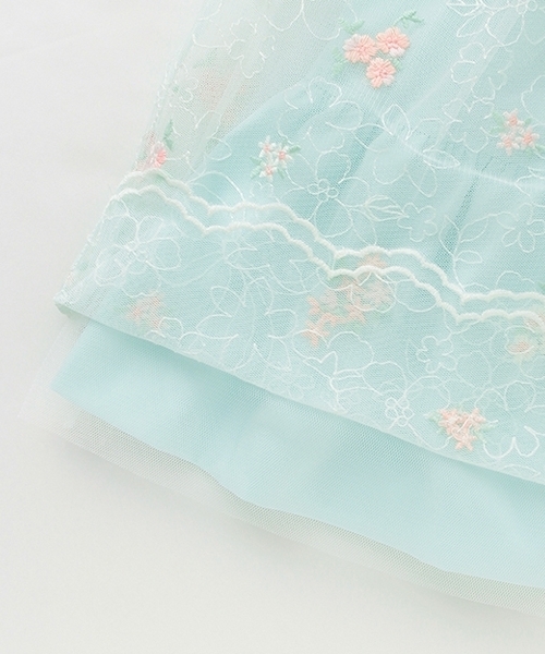 mezzo piano ワンピース 花刺繍チュールレース ワンピース キッズ 子供